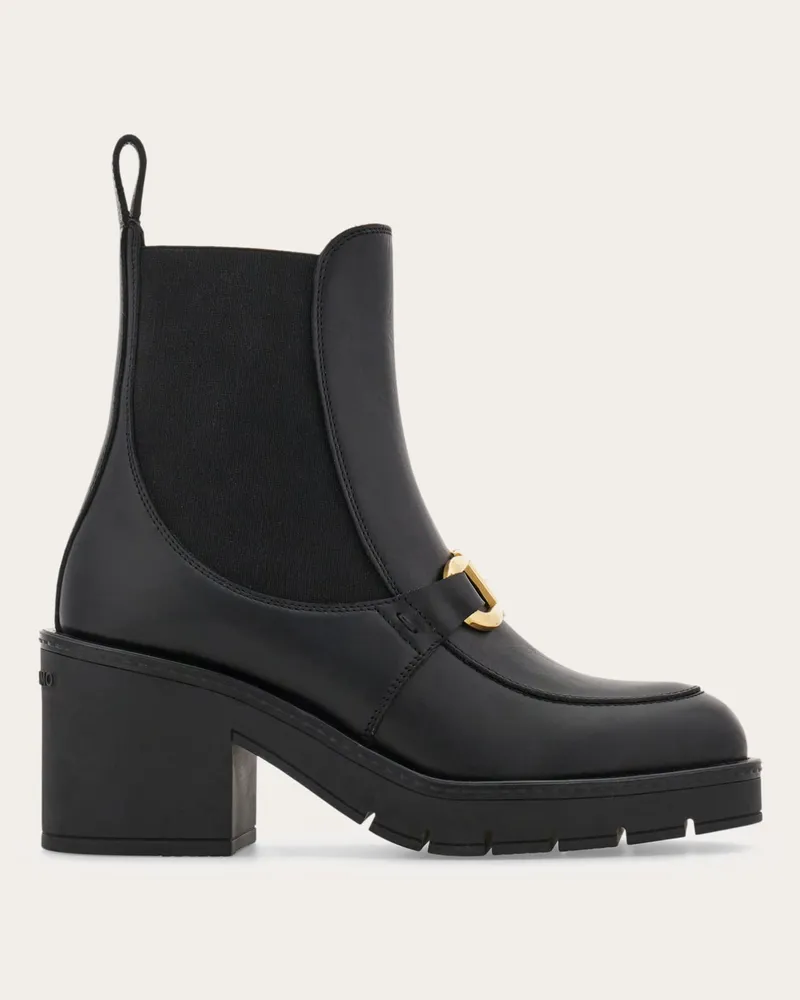 Ferragamo Damen Chelsea-Boot mit Absatz Schwarz Größe 5 Schwarz