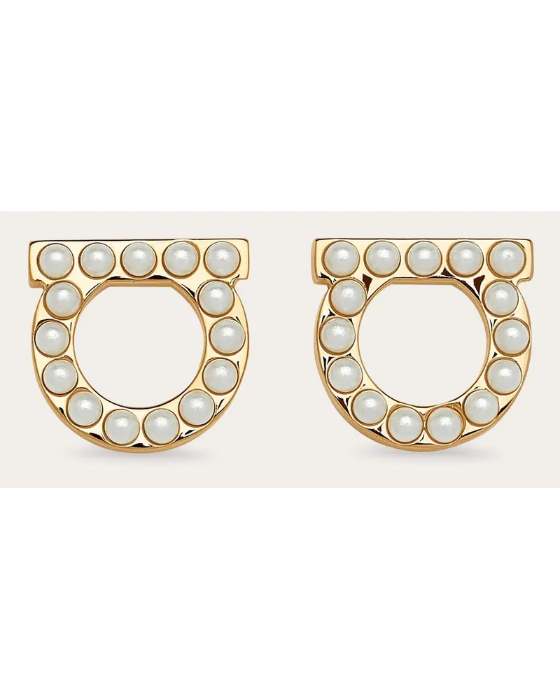 Ferragamo Damen Gancini-Perlenohrringe Gold Gold