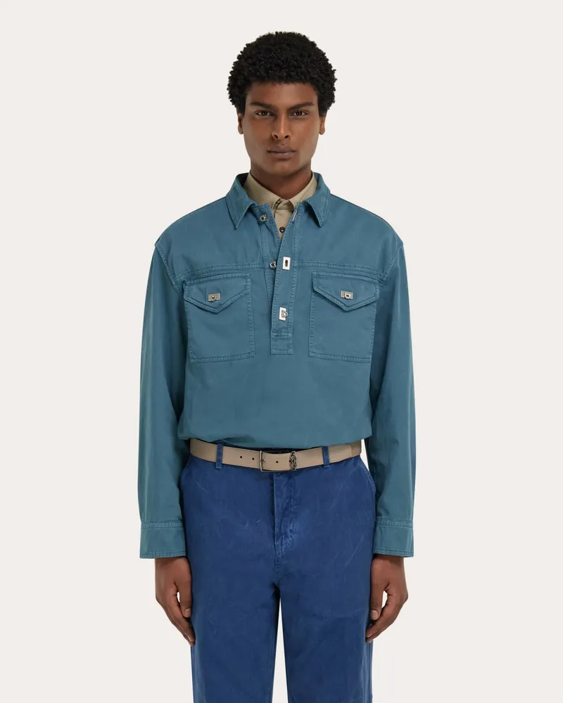 Ferragamo Herren Workwear-Hemd Grün Grün