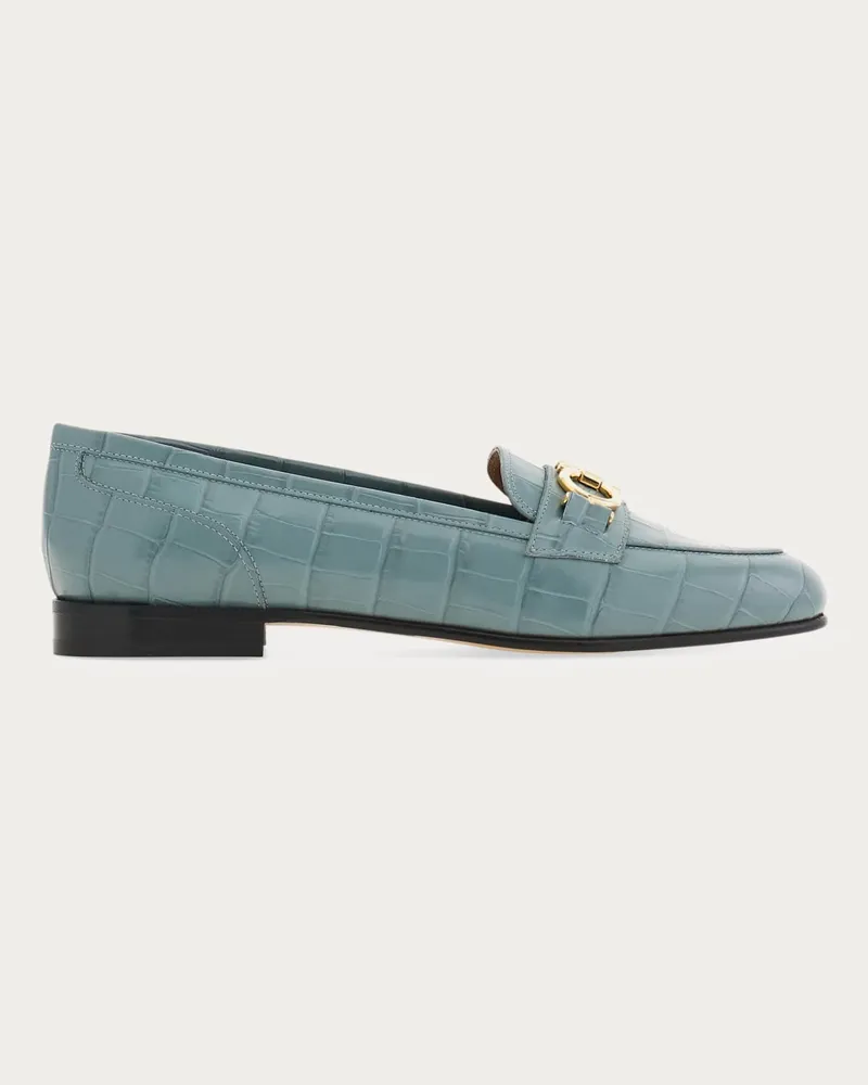 Ferragamo Damen Loafer mit Gancini-Ornament Grün Größe 5 Grün