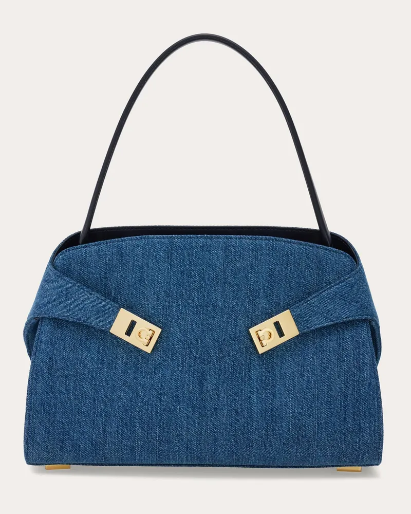 Ferragamo Damen Schultertasche Hug Soft (M) Blau Blau