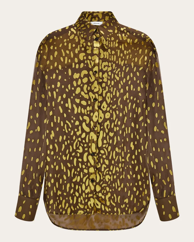 Ferragamo Damen Bluse aus Crêpe Georgette in Dévoré-Verarbeitung Gelb Gelb