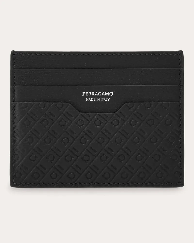 Ferragamo Herren Kreditkartenetui Ferragamo Monogram Schwarz Schwarz