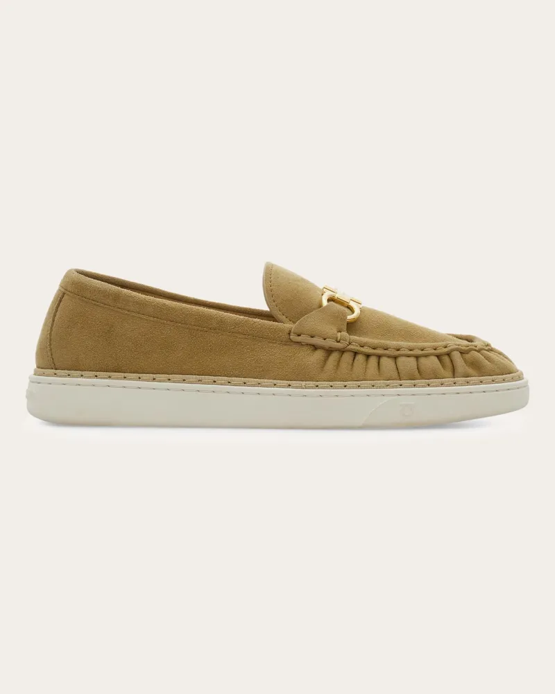 Ferragamo Damen Loafer mit Gancini-Ornament Beige Größe 5 Beige