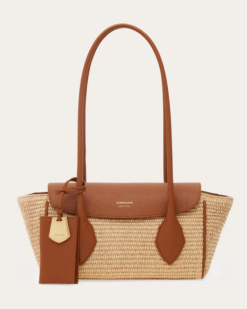 Ferragamo Damen Totebag East-West (S) Beige Braun