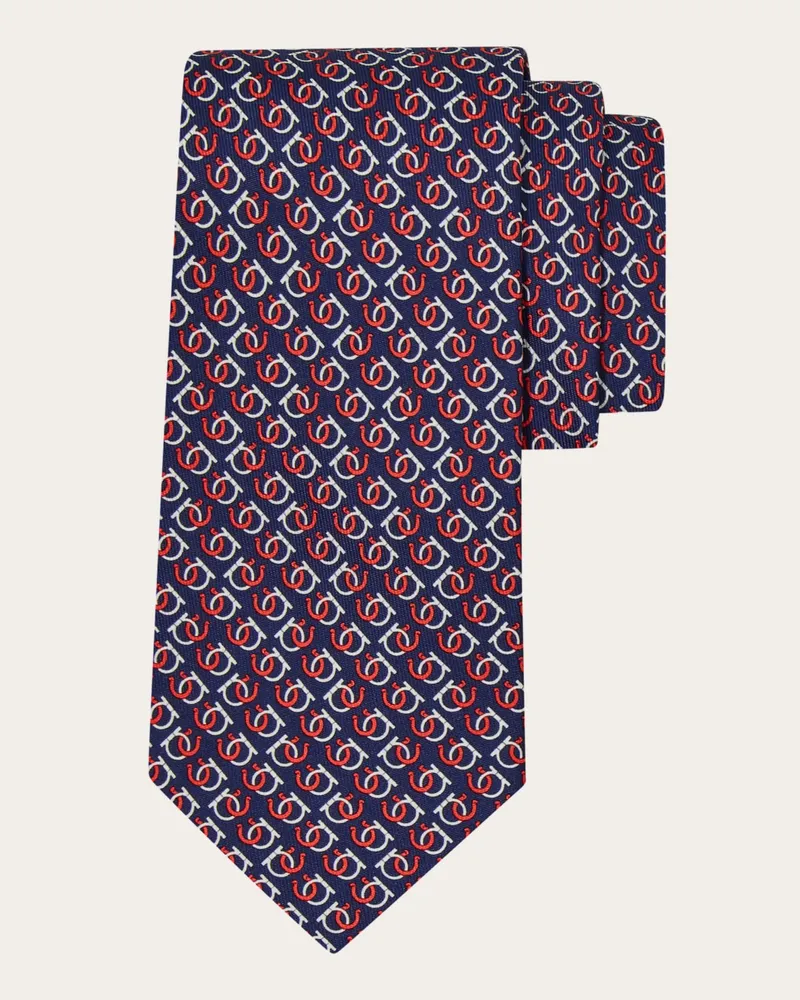 Ferragamo Herren Seidenkrawatte mit Good-Luck-Print Blau Blau