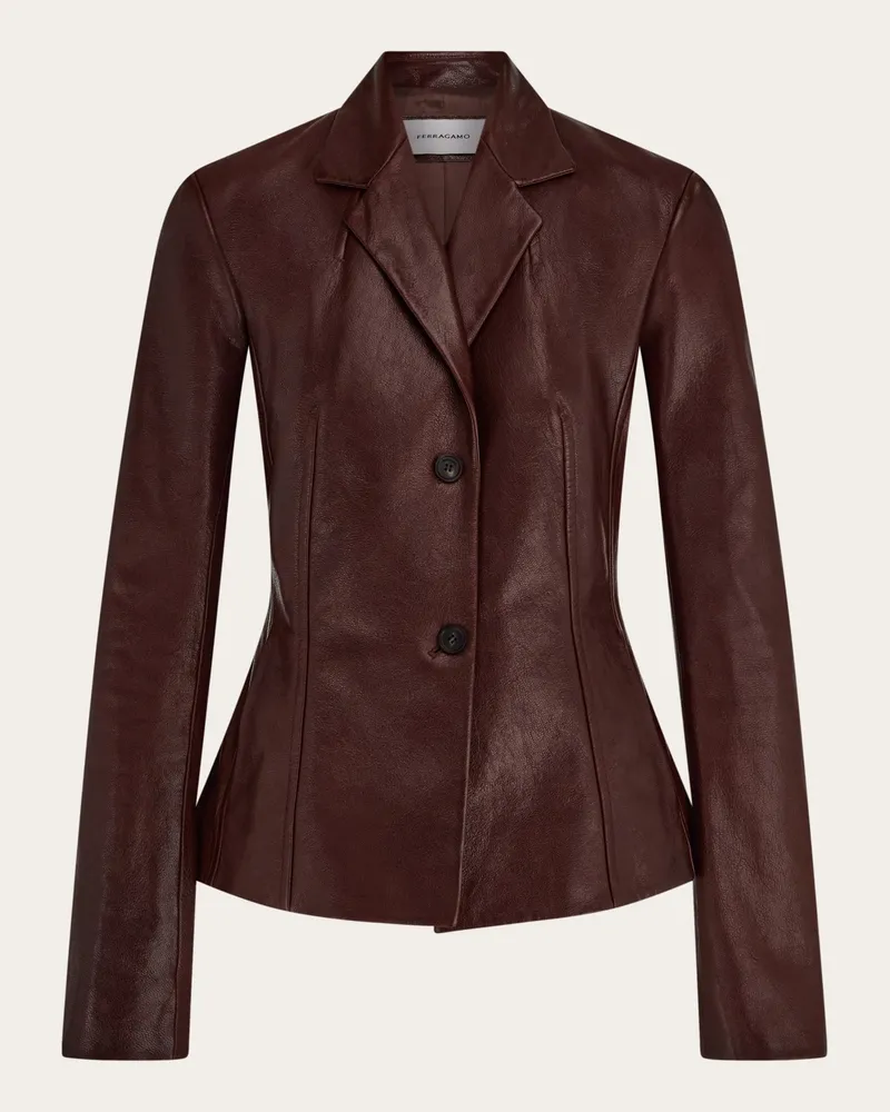 Ferragamo Damen Lederjacke Braun Braun