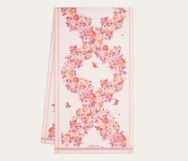 Damen Seidenschal mit Ramage-Print Rosa
