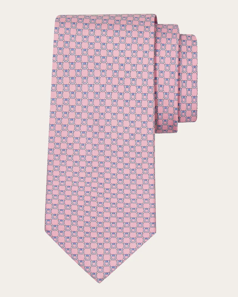 Ferragamo Herren Seidenkrawatte mit Gancini-Print Rosa Rosa