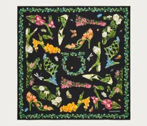 Damen Seidenhalstuch mit Eden-Shoes-Print Mehrfarbig