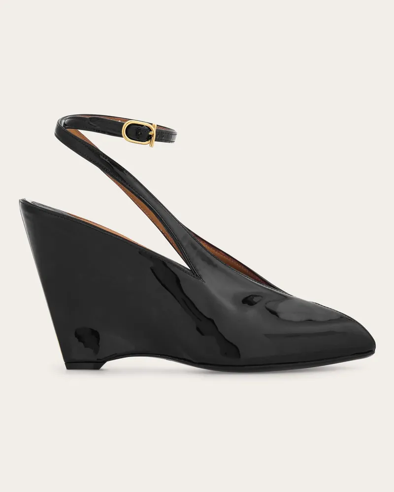 Ferragamo Damen Plateau-Sandale mit Keilabsatz Schwarz Größe 5 Schwarz