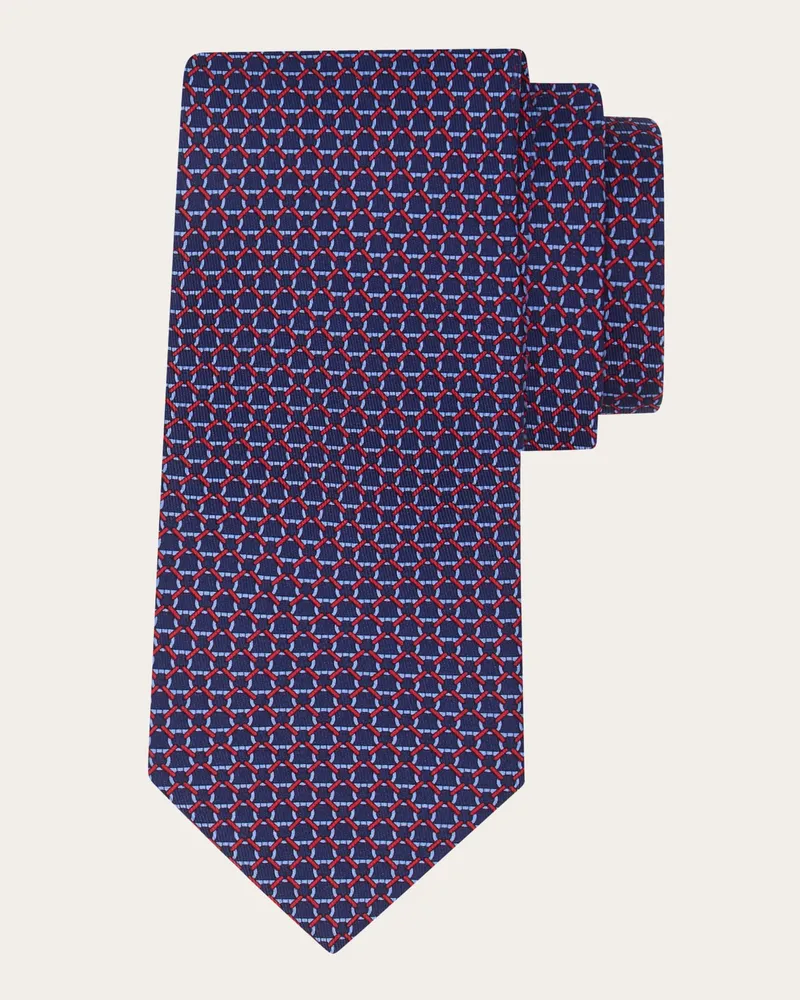 Ferragamo Herren Link print silk tie Blau Blau