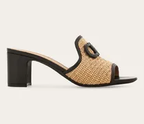 Damen Slide mit Gancini-Ornament, mittelhoher Absatz Beige Größe