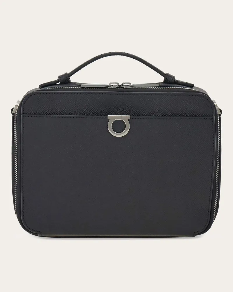 Ferragamo Herren Gancini-Umhängetasche Schwarz Schwarz