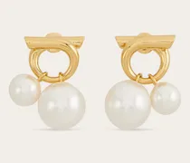 Damen Ohrringe mit Doppelperlen Gold