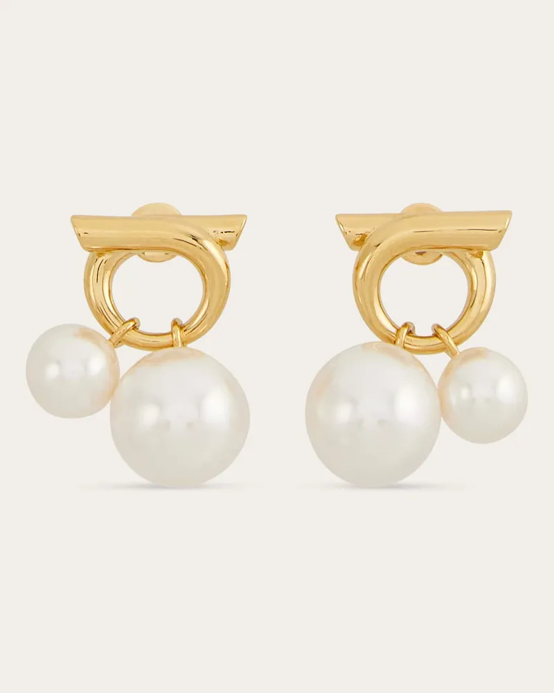 Ferragamo Damen Ohrringe mit Doppelperlen Gold Gold