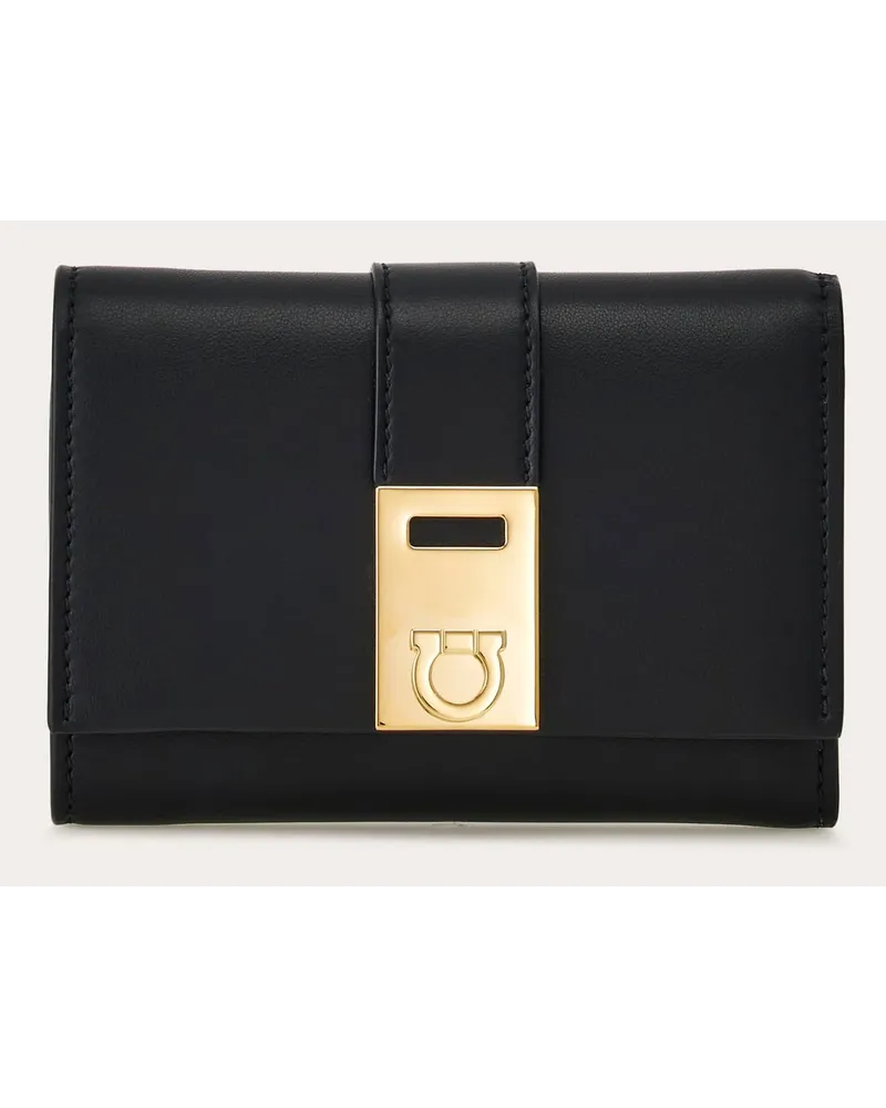Ferragamo Damen Zweifarbiges Hug Portemonnaie Schwarz Schwarz