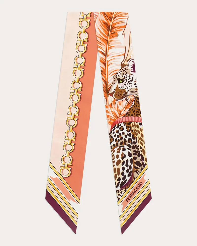 Ferragamo Damen Mini-Bandeau-Tuch Raubkatzen-Print Rosa Rosa