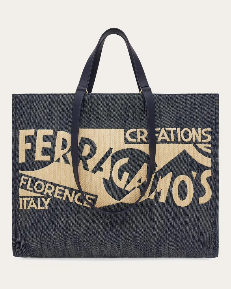 Ferragamo Damen Totebag mit Logo (XL) Blau Blau