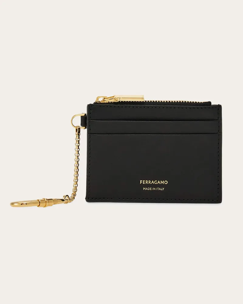 Ferragamo Damen Kartenetui mit Schlüsselanhänger Schwarz Schwarz