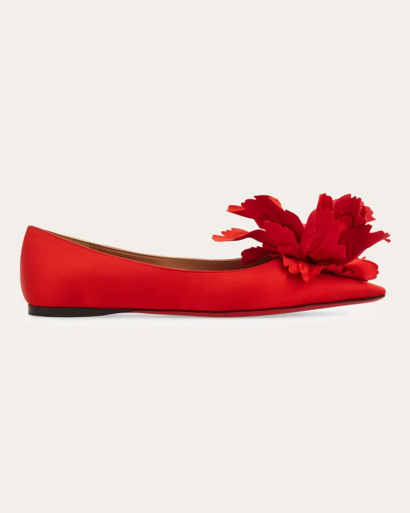 Ferragamo Damen Ballerina mit Blume Rot Größe Rot