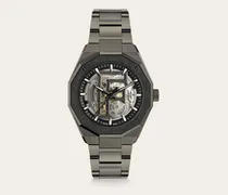 Herren Ferragamo Edge Skeleton Uhr Schwarz