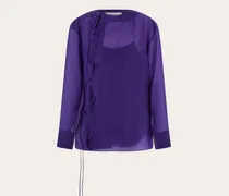 Damen Bluse aus Organza mit Bändern Violett