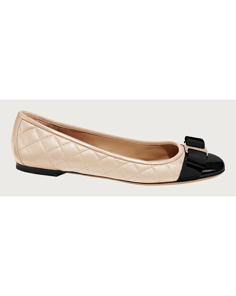 Ferragamo Damen Varina Ballerinas Beige Größe Braun