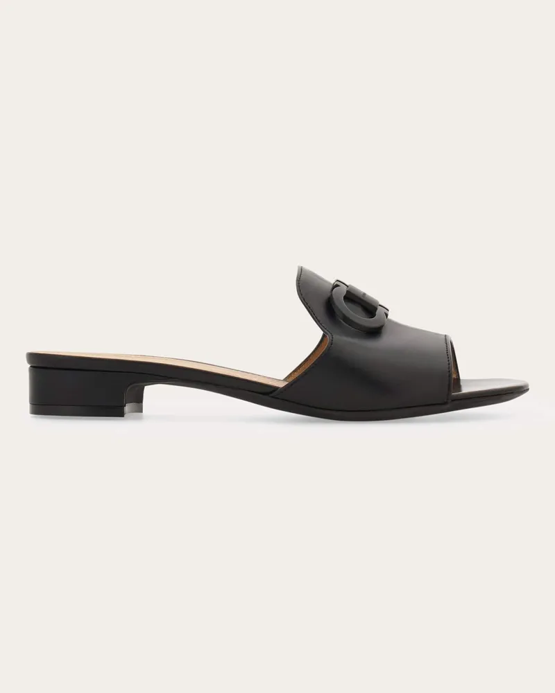 Ferragamo Damen Gancini Slide Schwarz Größe 5 Schwarz