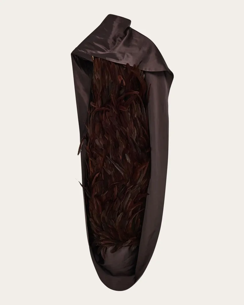 Ferragamo Damen Kleid mit Federn Braun Braun