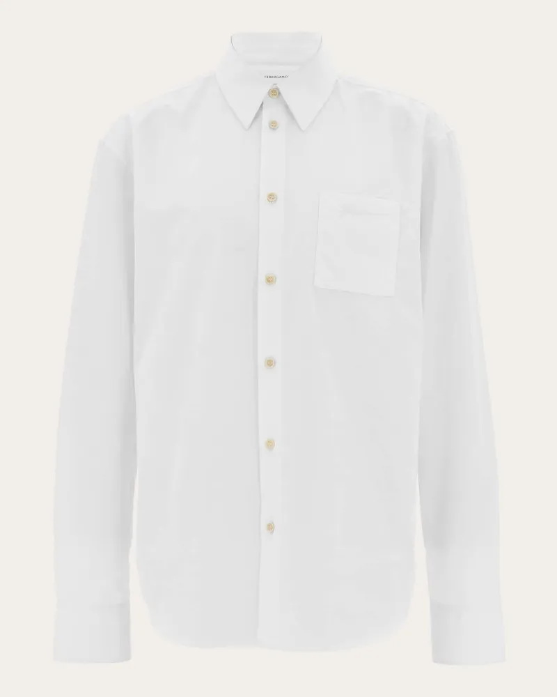 Ferragamo Herren Langarmhemd Weiß Weiß
