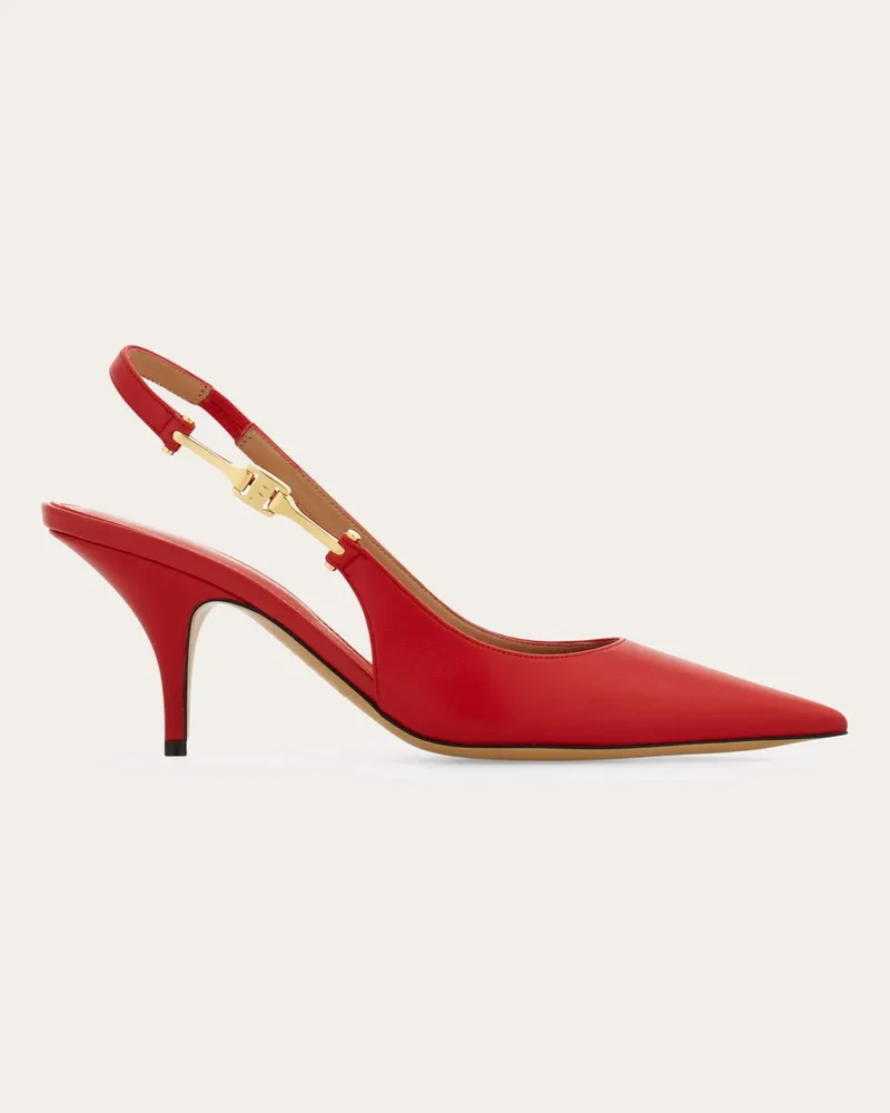 Ferragamo Damen Slingback mit F-Schnalle Rot Größe Rot