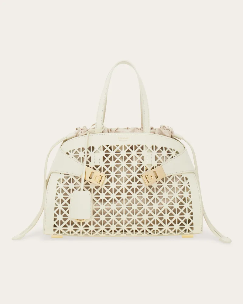 Ferragamo Damen Hug Handtasche (M) Weiß Weiß