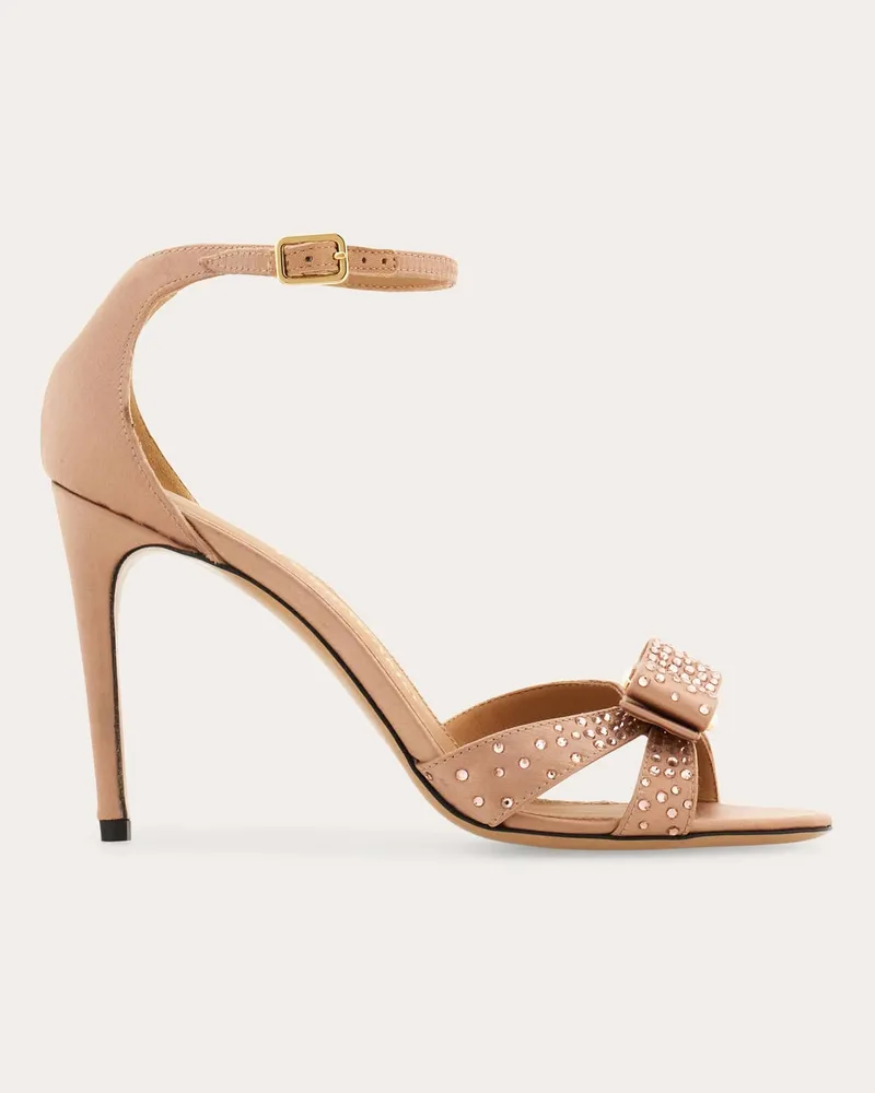 Ferragamo Damen Sandale mit Vara-Schleife und Kristallen Beige Größe Beige