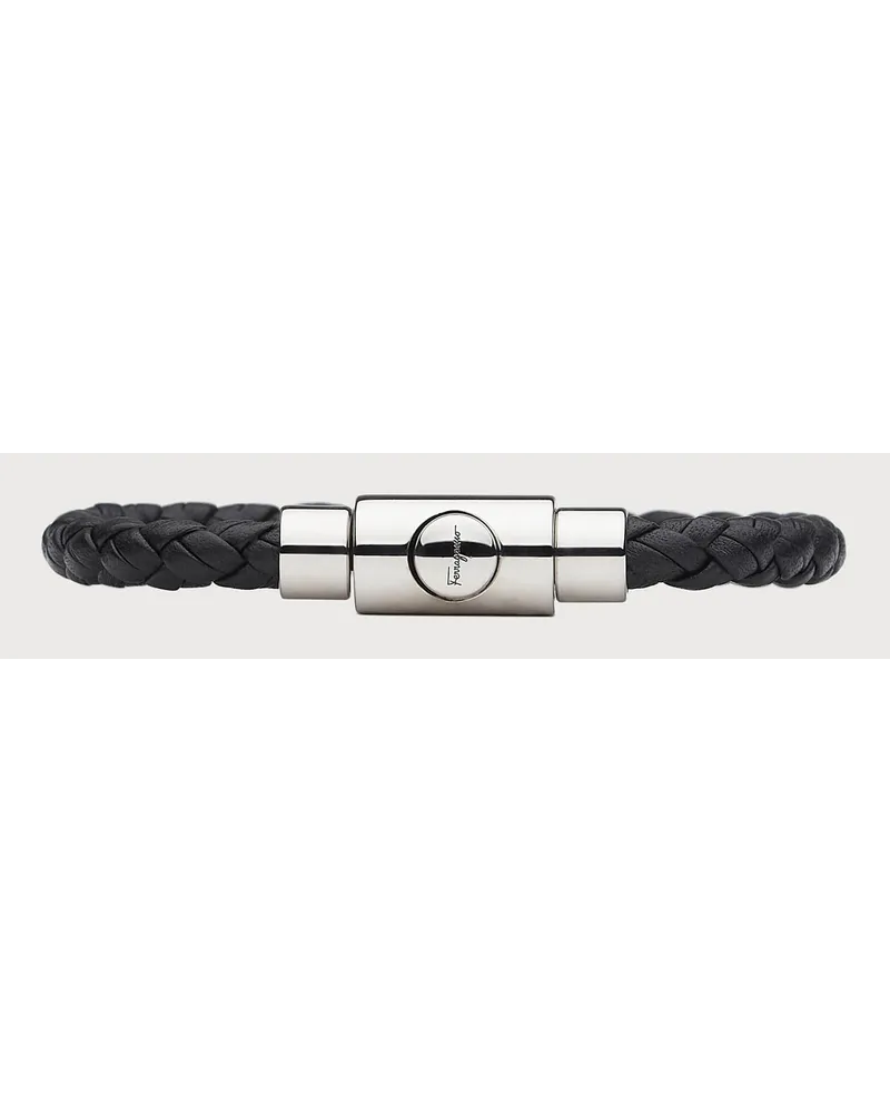 Ferragamo Herren Flechtarmband (S) Schwarz Schwarz