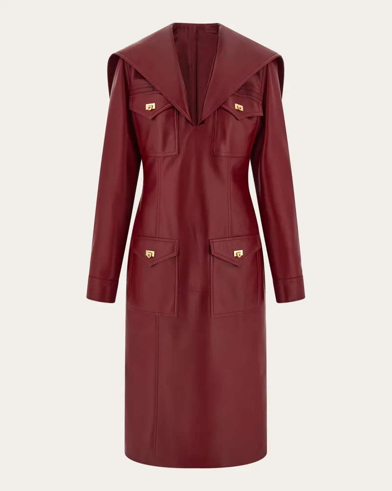 Ferragamo Damen Nappakleid Rot Rot