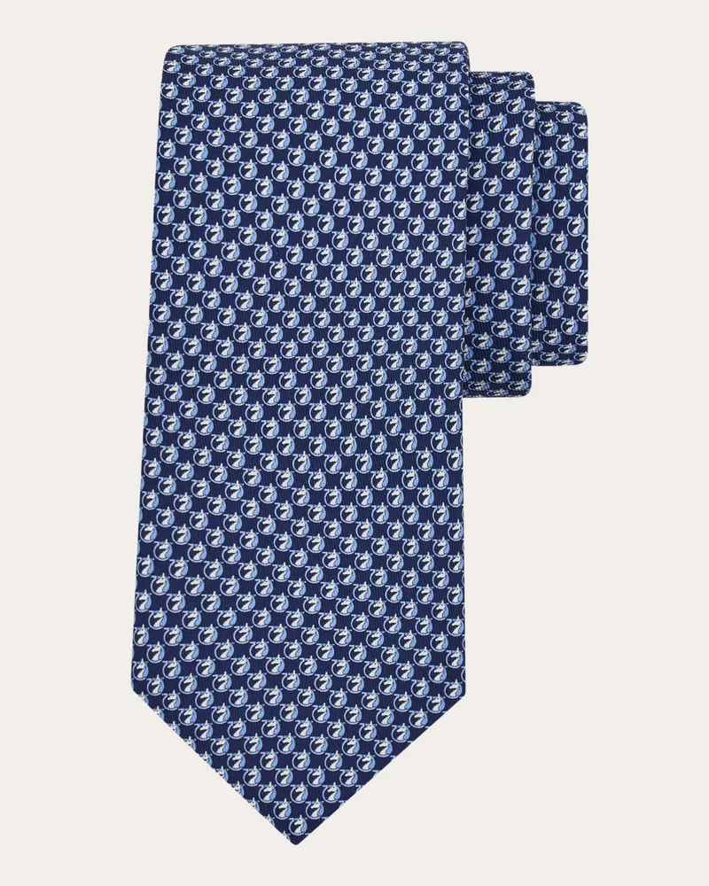 Ferragamo Herren Seidenkrawatte mit Pegasus-Print Blau Blau