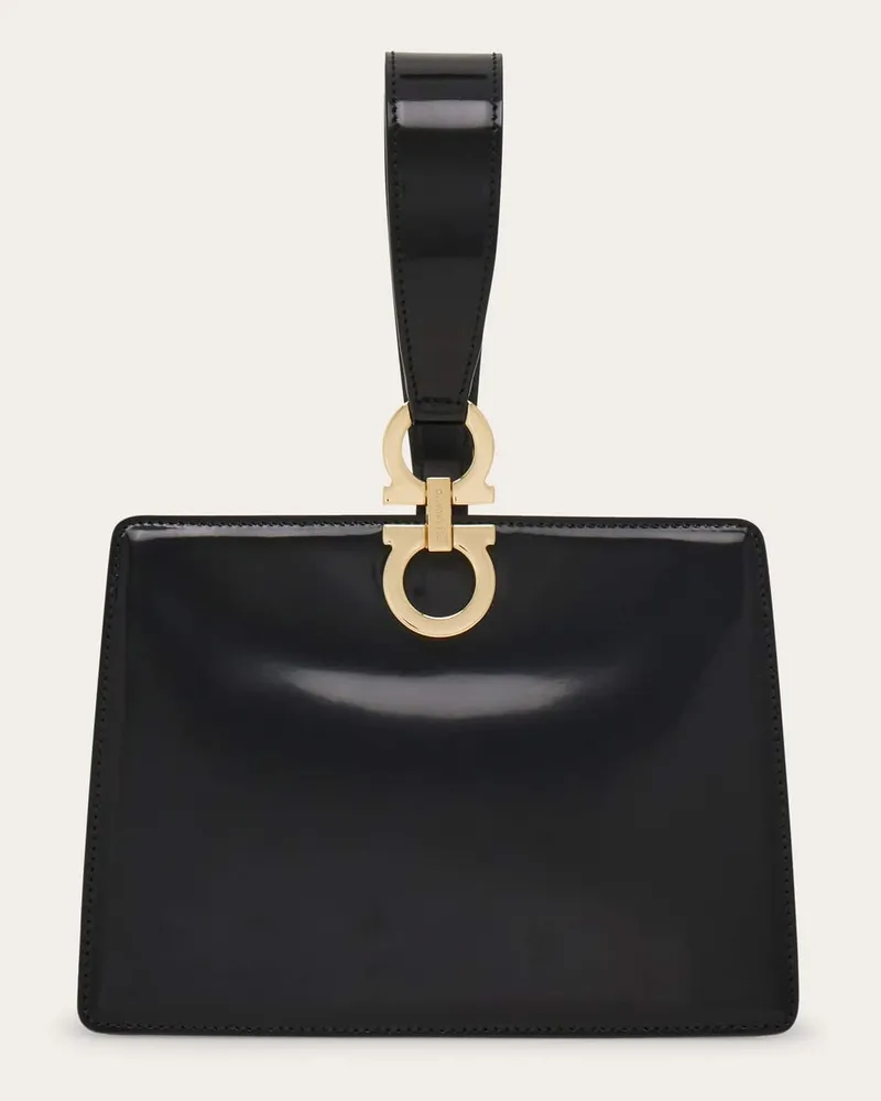 Ferragamo Damen Mini Gancini-Clutch Schwarz Schwarz