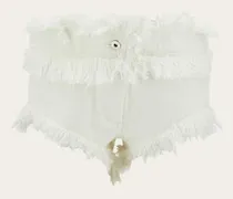 Damen Jeansshorts mit Fransen Weiß