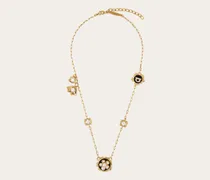 Damen Halskette mit Anhängern Gold