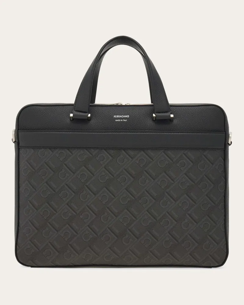 Ferragamo Herren Ferragamo-Monogram Aktentasche Schwarz Schwarz