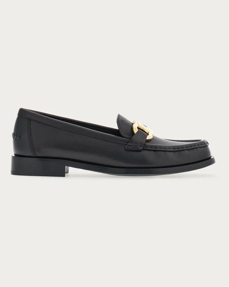 Ferragamo Damen Loafer mit Gancini-Ornament Schwarz Größe 5 Schwarz