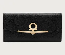 Damen Brieftasche Kontinentalformat mit Gancini-Element Schwarz