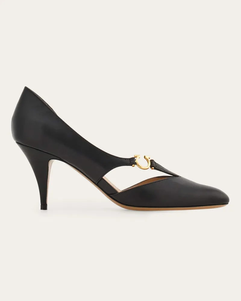 Ferragamo Damen Pumps mit Gancini-Detail Schwarz Größe Schwarz