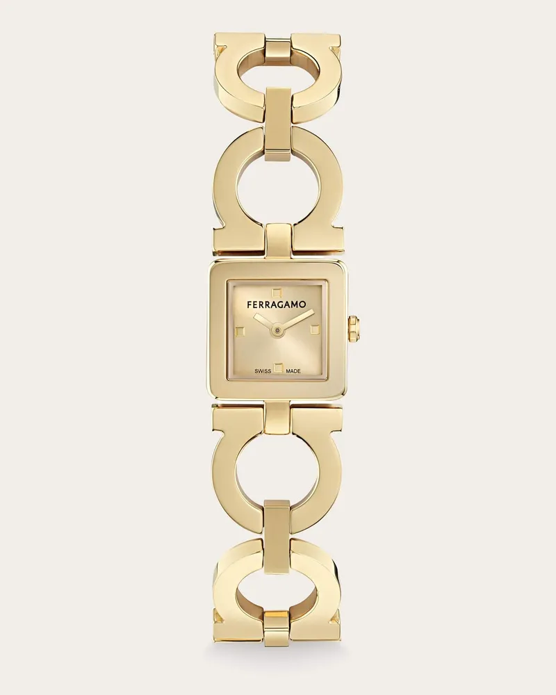Ferragamo Damen Double Gancini Uhr Gold Gold