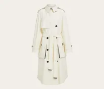 Damen Trenchcoat aus beschichtetem Leinen Weiß