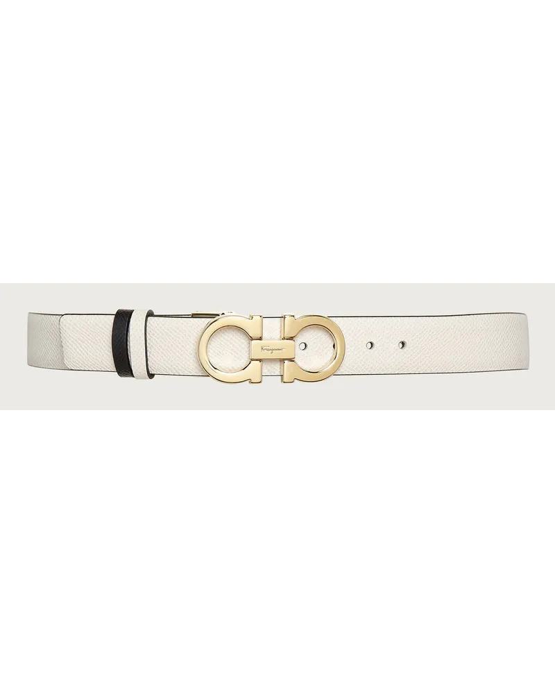 Ferragamo Damen Verstellbarer Gancini-Wendegürtel Weiß Weiß