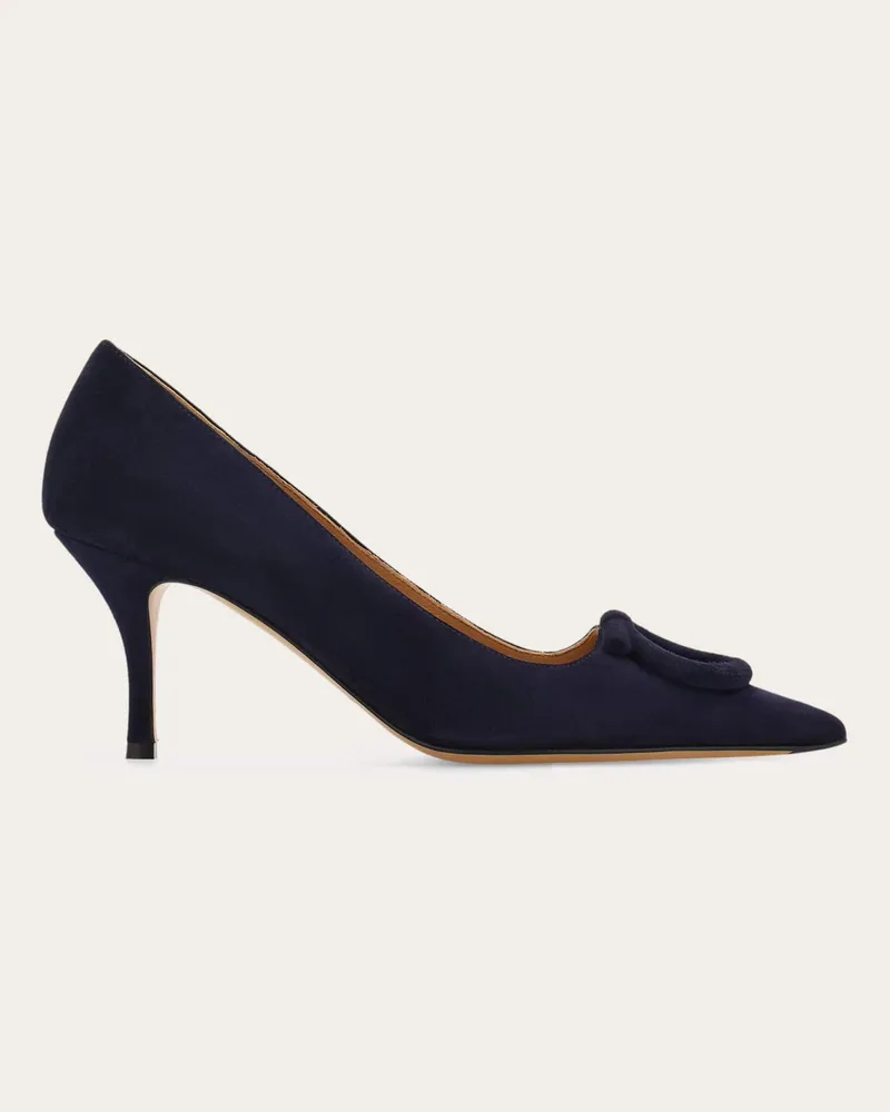 Ferragamo Damen Pumps mit Maxi Gancini Blau Größe Blau