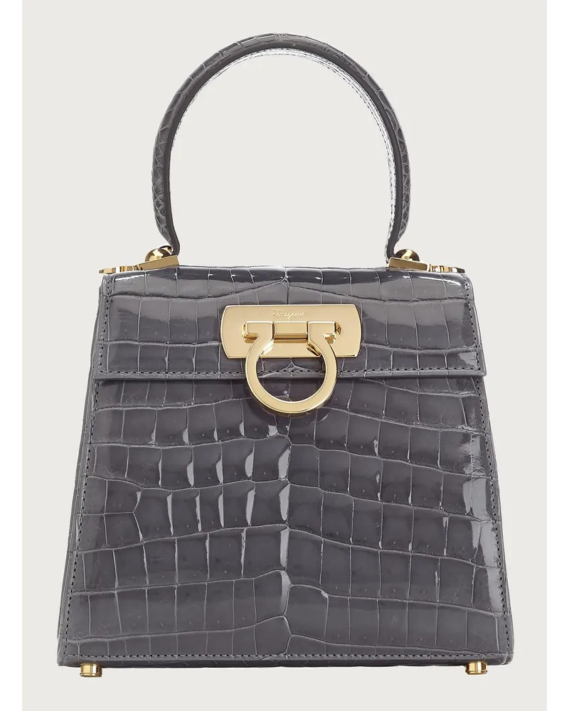 Ferragamo Damen Iconic Top Handle (S) Grau Grau