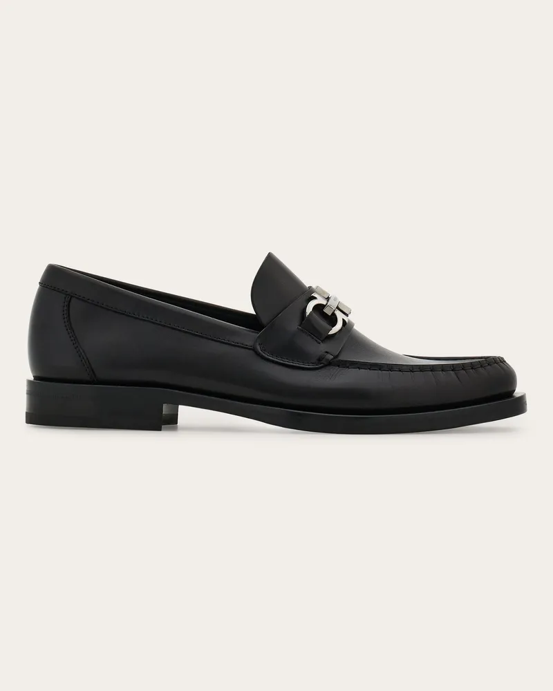 Ferragamo Herren Loafer mit Gancini-Ornament Schwarz Größe 5 Schwarz